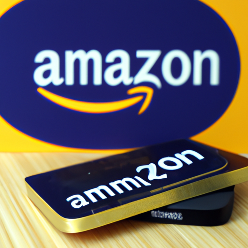 An amazon echo dot smart speaker in front of an out-of-focus amazon logo, illustrating the company's lifestyle presence in smart home technology.